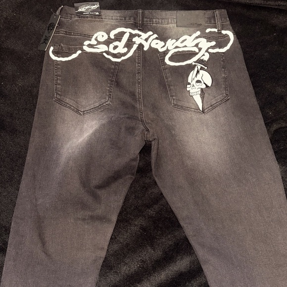 Ed Hardy Jeans (Size 36) (Slim Straight) (With Embroidered design on back)